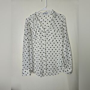 Express White and Black Polka Dot Blouse